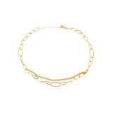 Necklace in Sterling silver gold plated with intertwined oval links of different sizes and gourmet chain link by Gexist®