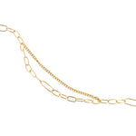 Necklace in Sterling silver gold plated with intertwined oval links of different sizes and gourmet chain link by Gexist®