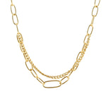 Necklace in Sterling silver gold plated with intertwined oval links of different sizes and gourmet chain link by Gexist®