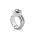 Sterling Silver Ring with Swiss Stone Cristal Quartz by Gexist®