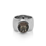 Sterling Silver Ring with Swiss Stone Smoky Quartz by Gexist®