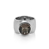 Sterling Silver Ring with Swiss Stone Smoky Quartz by Gexist®