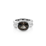 Sterling Silver Ring with Swiss Stone Smoky Quartz by Gexist®