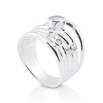 Sterling silver ring with 3mm and 6mm white Zirconia on several bands by Gexist®