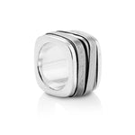 Solid sterling silver square ring with wide Mummy band effect, handmade by Gexist®