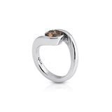 Sterling Silver Ring with Swiss Stone Smoky Quartz by Gexist®